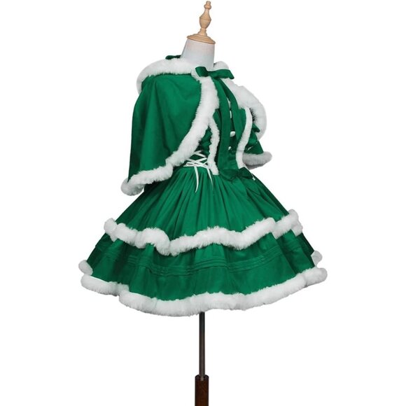 Women's Christmas Dress Skirt and Hooded Cloak Match - Picture 6 of 8